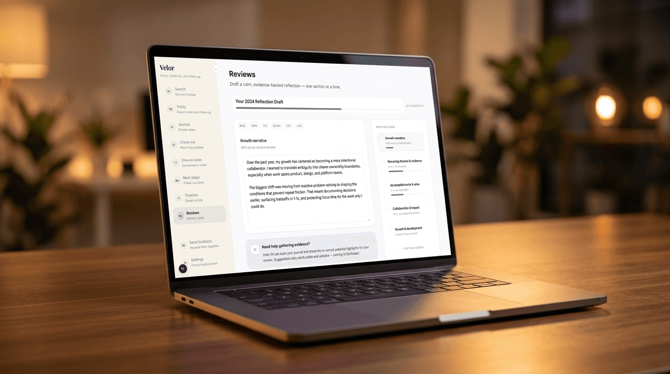 Velor review workspace